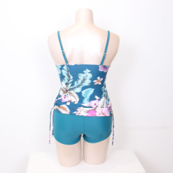 Maillot de bain tankini bleu à motifs floraux - Confort et élégance