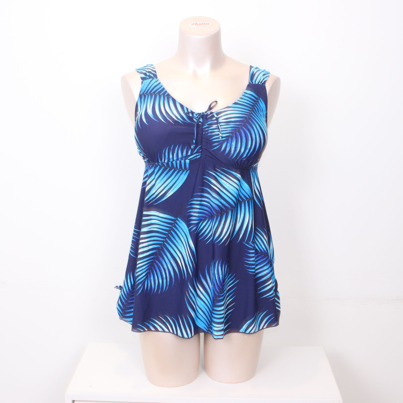 Maillot de bain robe tankini bleu à motifs de feuilles - Envy de Live