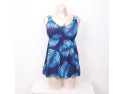 Maillot de bain robe tankini bleu à motifs de feuilles - Envy de Live