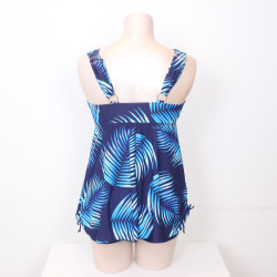 Maillot de bain robe tankini bleu à motifs de feuilles - Envy de Live