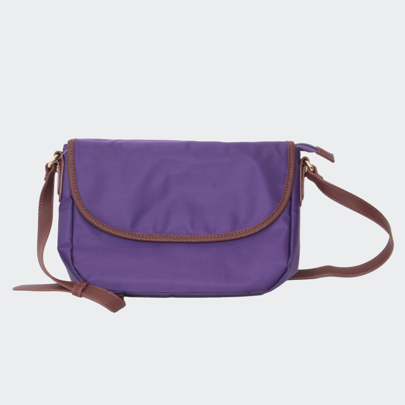 Sac à Bandoulière Violet et Cuir Marron - Ennvy de Live