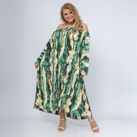 Robe longue grande taille manches longues - Imprimé - Envy de Live