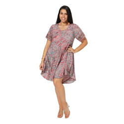 Robe courte grande taille - Imprimé paisley multicolore | Mode estival