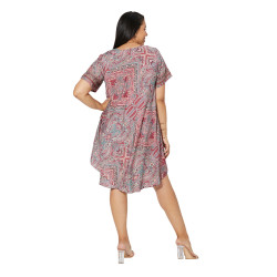 Robe courte grande taille - Imprimé paisley multicolore | Mode estival