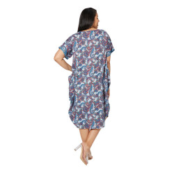 Robe ample grande taille - Imprimé paisley bleu | Confort et élégance