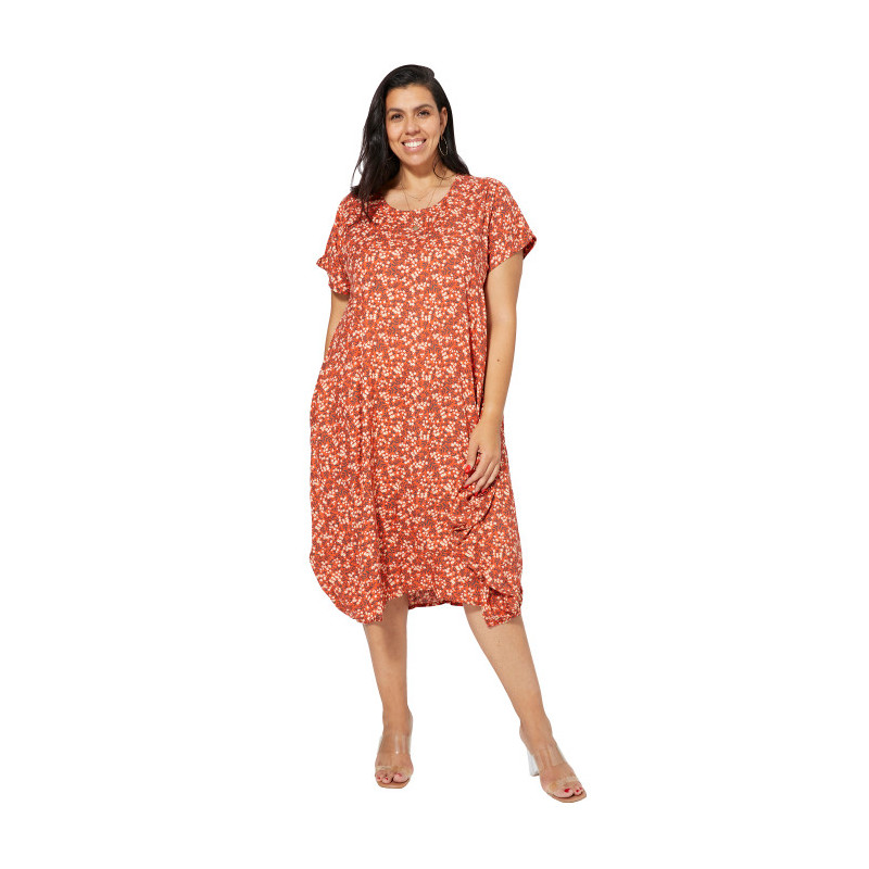 Robe grande taille à imprimé floral rouge - Confort et élégance