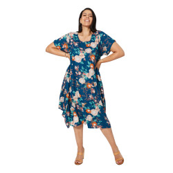 Robe grande taille à imprimé floral bleu - Confort et élégance estival