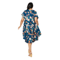 Robe grande taille à imprimé floral bleu - Confort et élégance estival