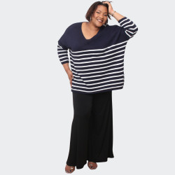 Pull grande taille rayé marine et blanc - Élégance et confort