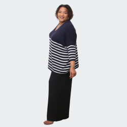 Pull grande taille rayé marine et blanc - Élégance et confort