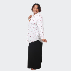 Chemise blanche grande taille motifs cerises - Look frais et élégant