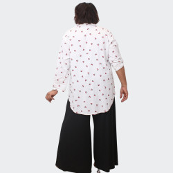 Chemise blanche grande taille motifs cerises - Look frais et élégant