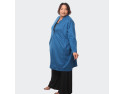 Manteau grande taille en suédine bleu - Élégance et confort assurés