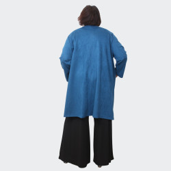 Manteau grande taille en suédine bleu - Élégance et confort assurés