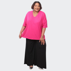 T-shirt fuchsia grande taille à manches courtes, confort et style