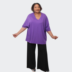 T-shirt violet grande taille à manches courtes, confort et modernité