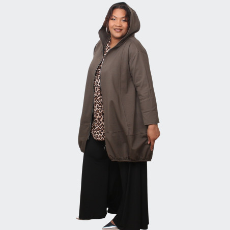 Veste kaki grande taille avec fermeture éclair - Style moderne et auda