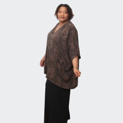 Tunique grande taille marron imprimé animalier - Style ample