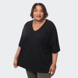 T-shirt noir grande taille à manches courtes, confort et style