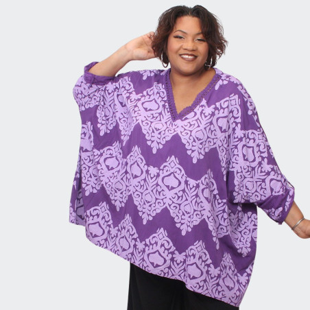 Tunique grande taille géométrique violet - Confort et originalité