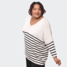 Pull grande taille rayé noir et blanc - Confort et style casual chic