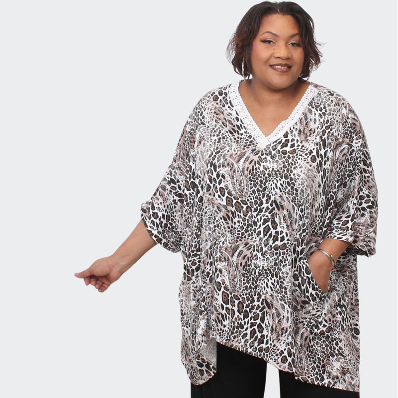 Tunique grande taille imprime animalier Style chic et moderne