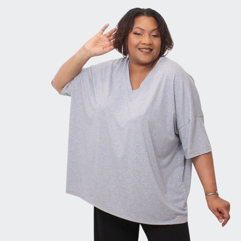 T-shirt gris oversize grande taille - Confort et style décontracté