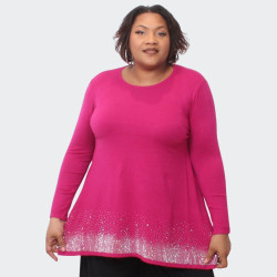 Pull Fuchsia avec Strass pour Grandes Tailles – Élégance et Confort