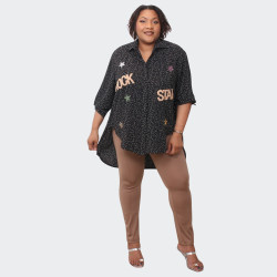 Chemise Noire "Rock Star" pour Grandes Tailles – Style et Confort