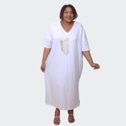 Robe Longue blanche avec Broderie pour Grandes Tailles – Élégance