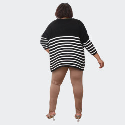 Pull grande taille rayé noir et blanc - Élégance et confort