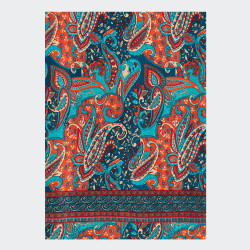 Foulard  BLEU MARINE - TURQUOISE - ORANGE - CREME - BORDEAUX