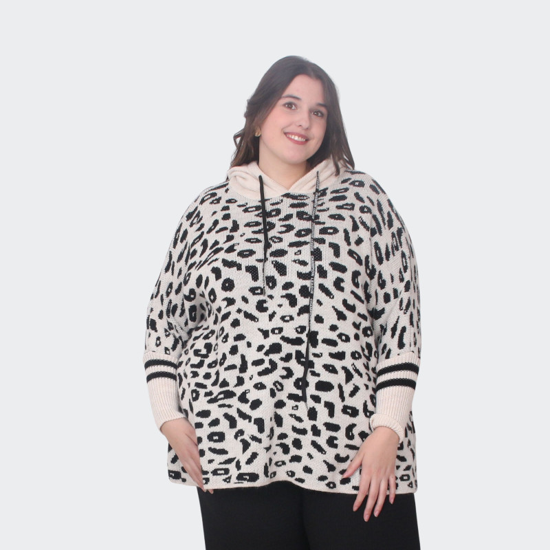 Pull Grande Taille Léopard avec Capuche | Envy de Live