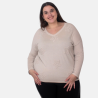 Pull beige grande taille avec étoiles brodées | Envy de Live