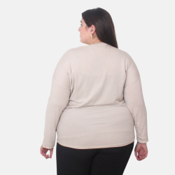 Pull beige grande taille avec étoiles brodées | Envy de Live