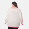 Pull beige grande taille avec étoile rose fluo | Envy de Live