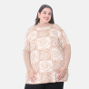 Pull Beige Grandes Tailles avec Motifs Roses| Envy de Live