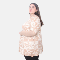 Pull Beige Grandes Tailles avec Motifs Roses| Envy de Live