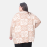 Pull Beige Grandes Tailles avec Motifs Roses| Envy de Live