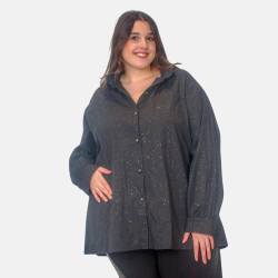 Chemise Noire Grandes Tailles avec Paillettes Scintillantes