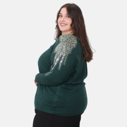 Pull Vert avec Strass Grandes Tailles | Envy de Live