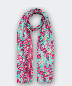 Foulard TURQUOISE - CREME - ROSE