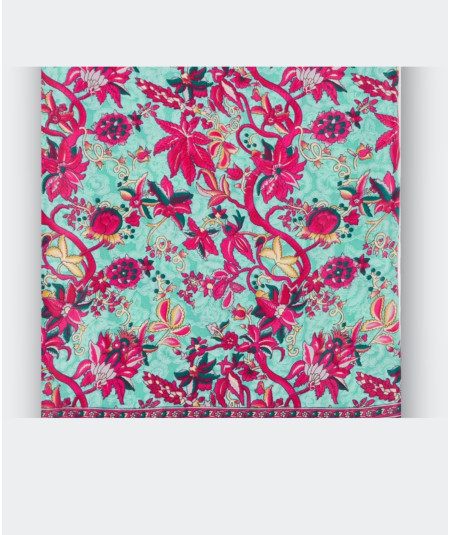 Foulard TURQUOISE - CREME - ROSE