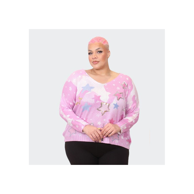 Pull en Maille Rose Étoile | Envy de Live