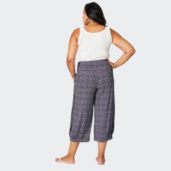 Pantalon Marine à Motifs Blancs Grande Taille Femme | Envy de Live