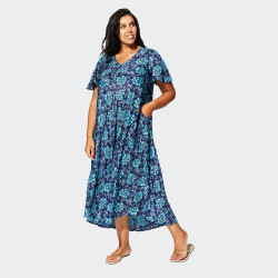 Robe Marine à Fleurs Bleues | Envy de Live