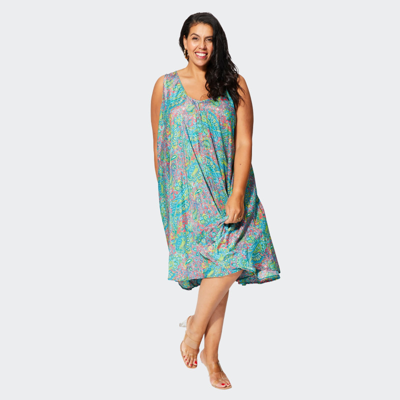 Robe Été Turquoise et Rose Grande Taille | Envy de Live