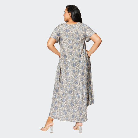 Robe Col V Été Gris Crème Grande Taille | Envy de Live