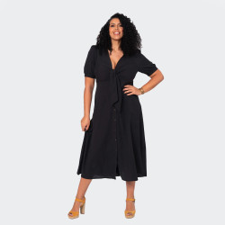 Robe Décolletée Noire Grande Taille - Élégance et Confort